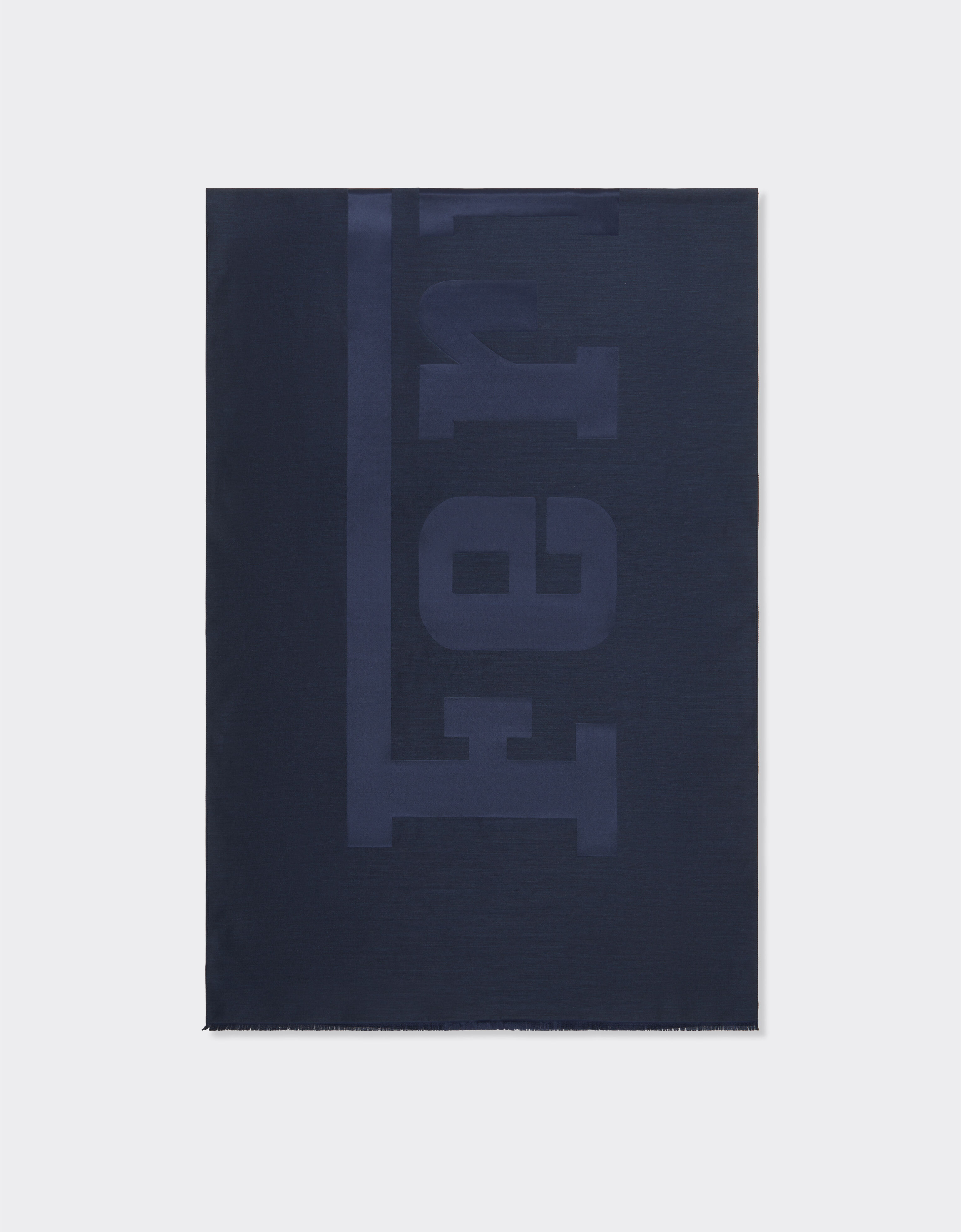 Ferrari Wool and silk scarf with Ferrari logo Navy 22718f