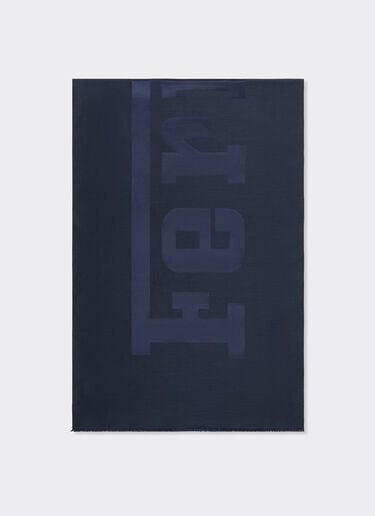 Wool and silk scarf with Ferrari logo Ferrari Wool and silk scarf with Ferrari logo Navy 22718f