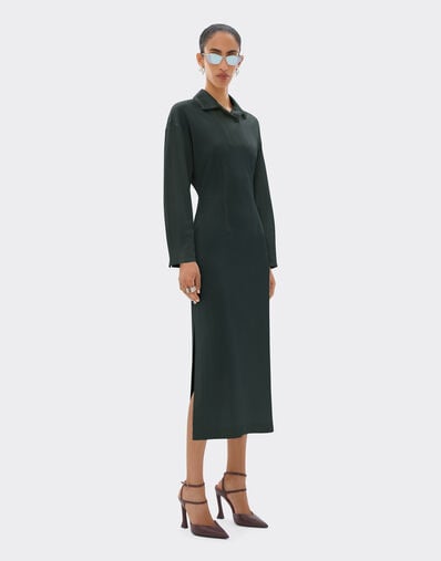 Ferrari Long-sleeved jersey polo dress Verde Mugello CJWDR0010JCO0056f