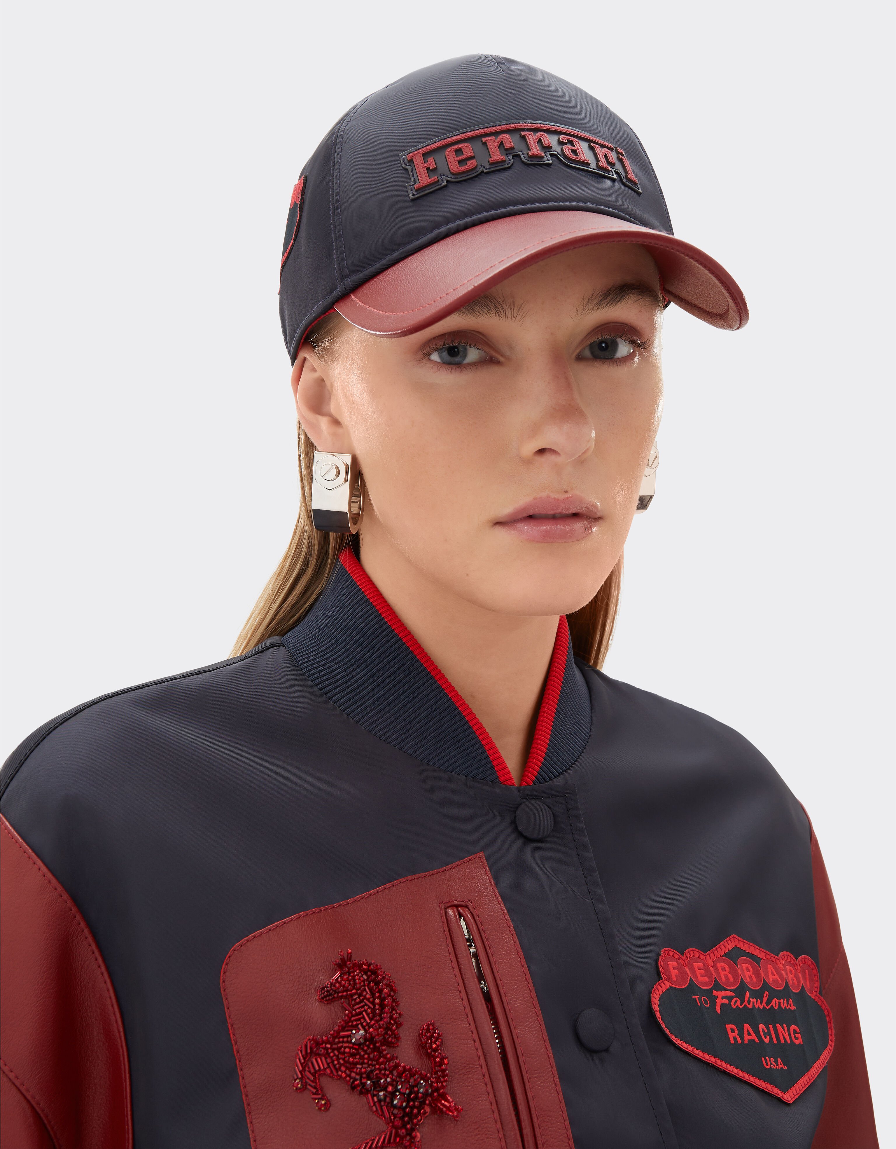 Ferrari Baseball cap in Q-Cycle® nylon and leather Navy 51166f