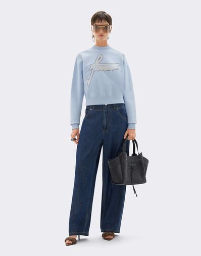 Cotton Crew-neck Sweatshirt with Embroidery Ferrari Cotton Crew-neck Sweatshirt with Embroidery Powder Blue CJWSW0021JCO0046f