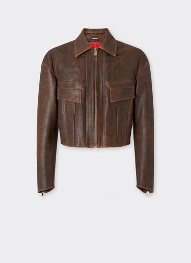 Damask leather blouson Ferrari Damask leather blouson Khaki Green 50086f