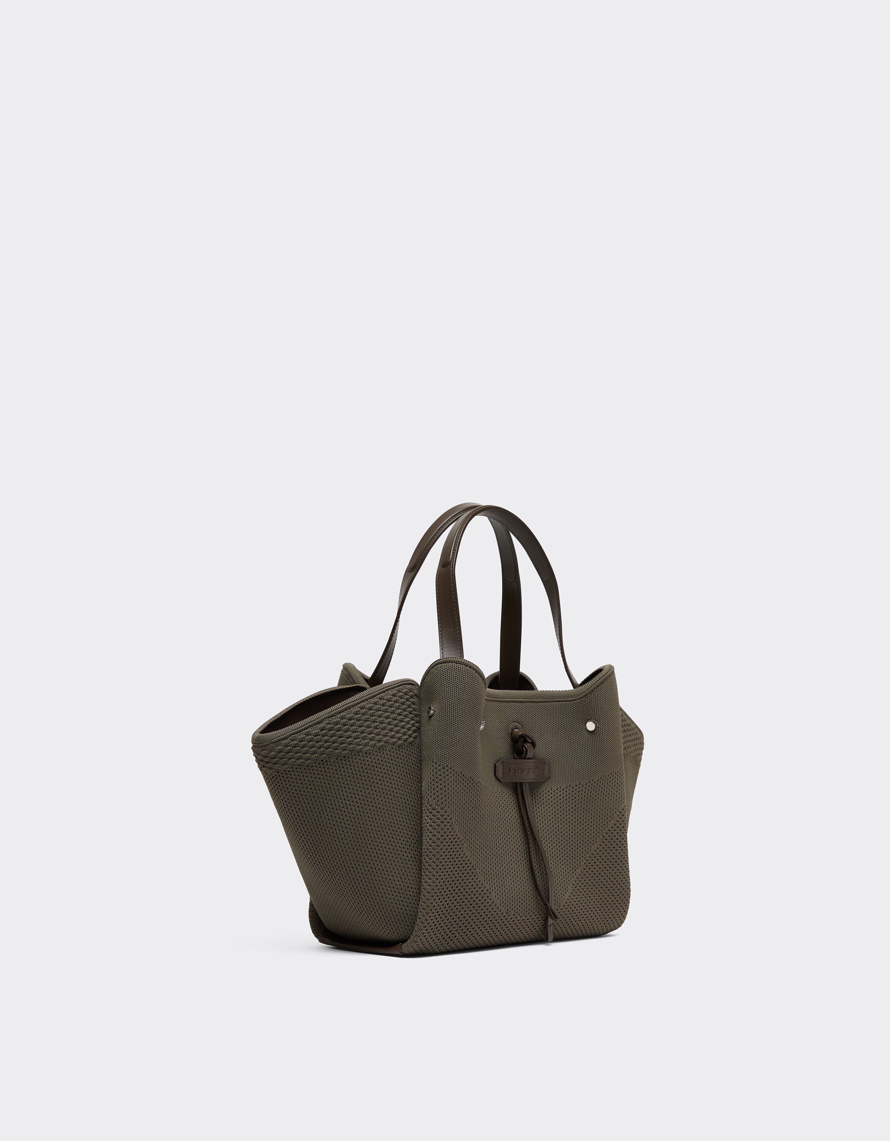 Ferrari Bolso tote pequeño Ferrari en malla y piel Khaki Green 50416f