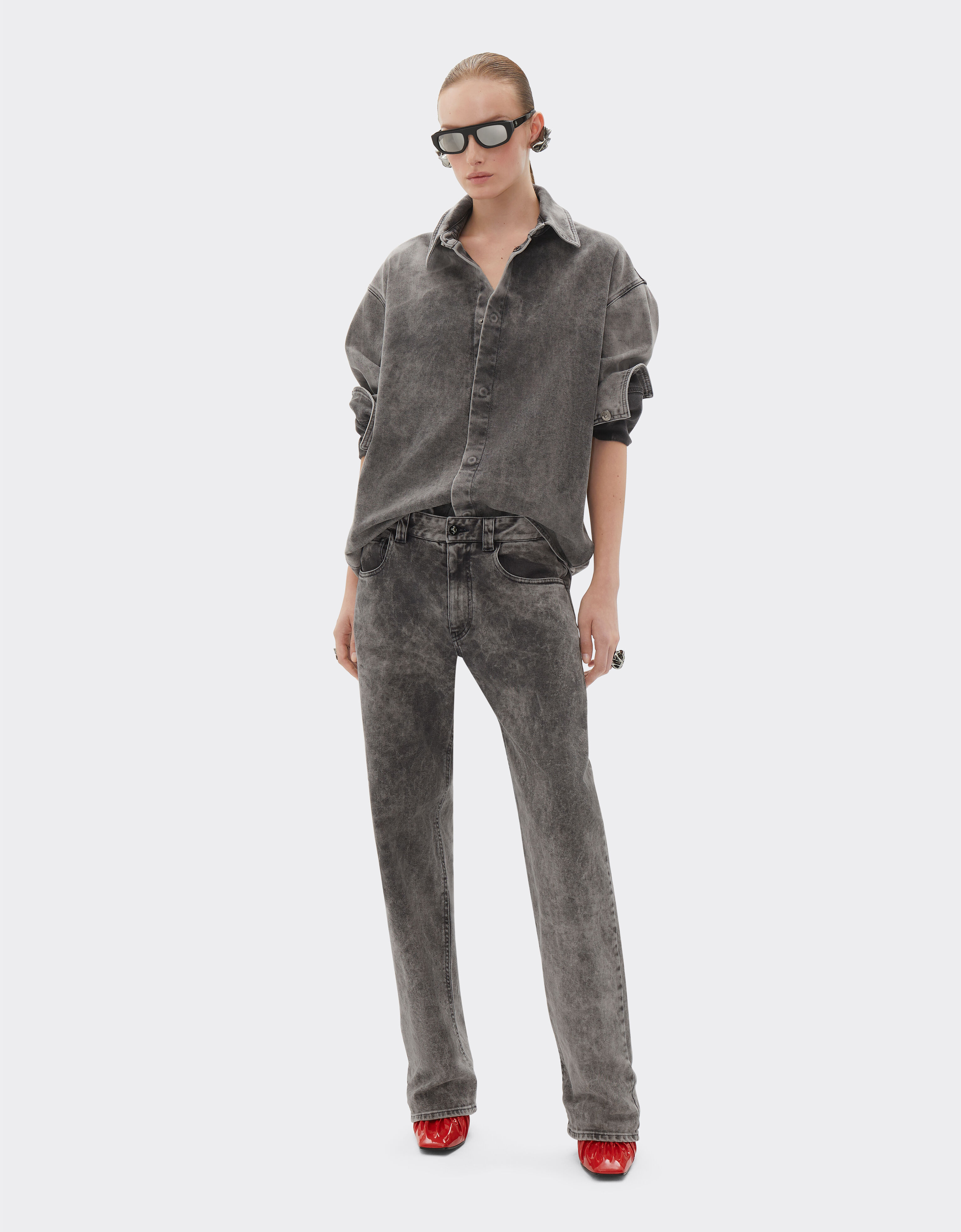 Tie-dye denim shirt in Black | Ferrari®