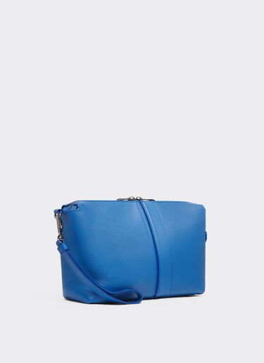Ferrari Pochette zippée en cuir grainé Bleu Klein 22124f