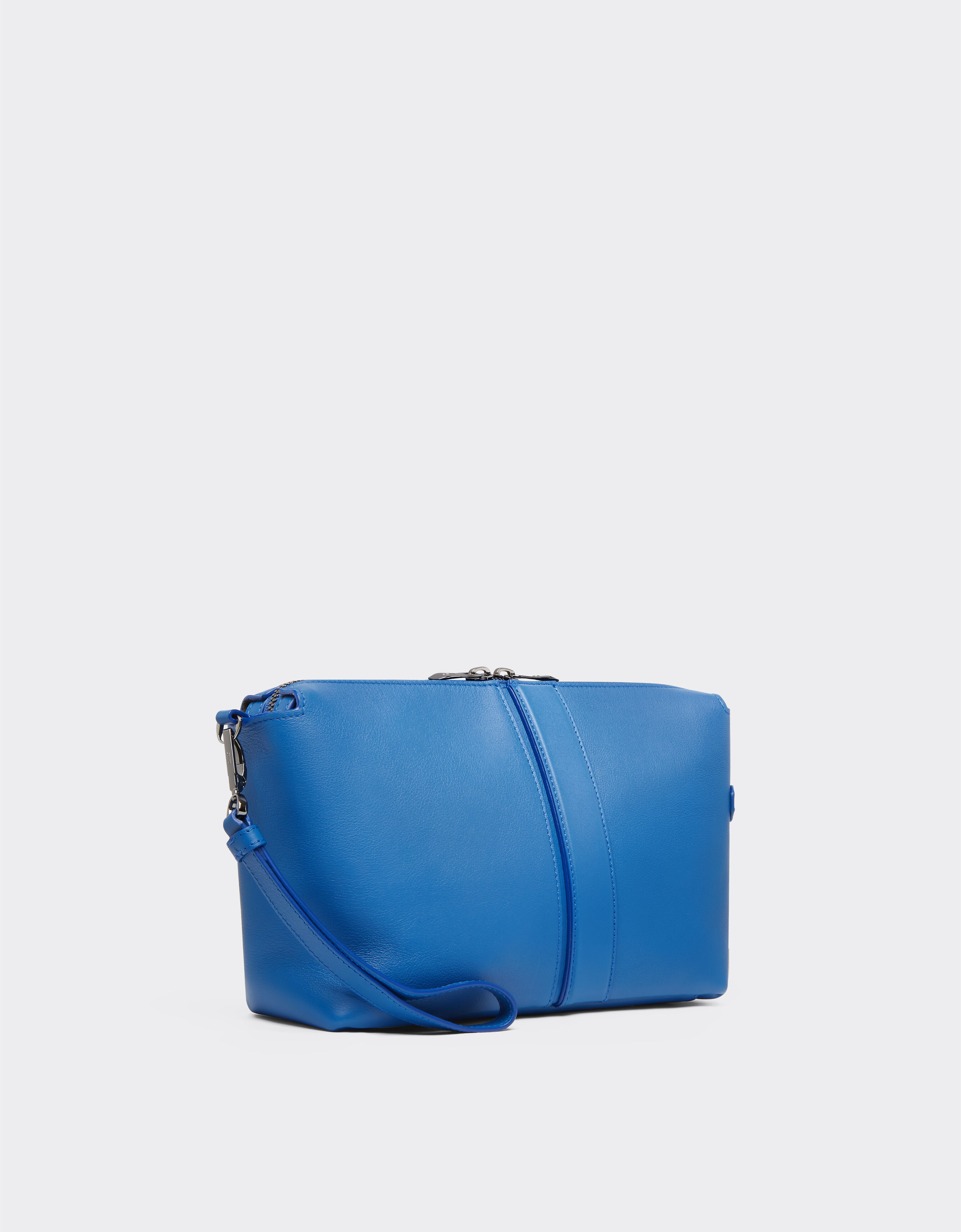 Ferrari Pochette zippée en cuir grainé Bleu Klein 22124f