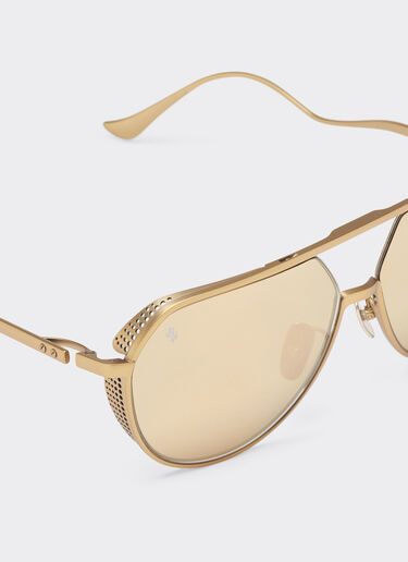 Ferrari Ferrari sunglasses in matt gold-tone titanium with gold mirror yellow lenses Satin Gold LA02Of