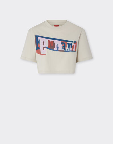 Ferrari Camiseta corta con logotipo estampado en bloques de color Gesso 22834f