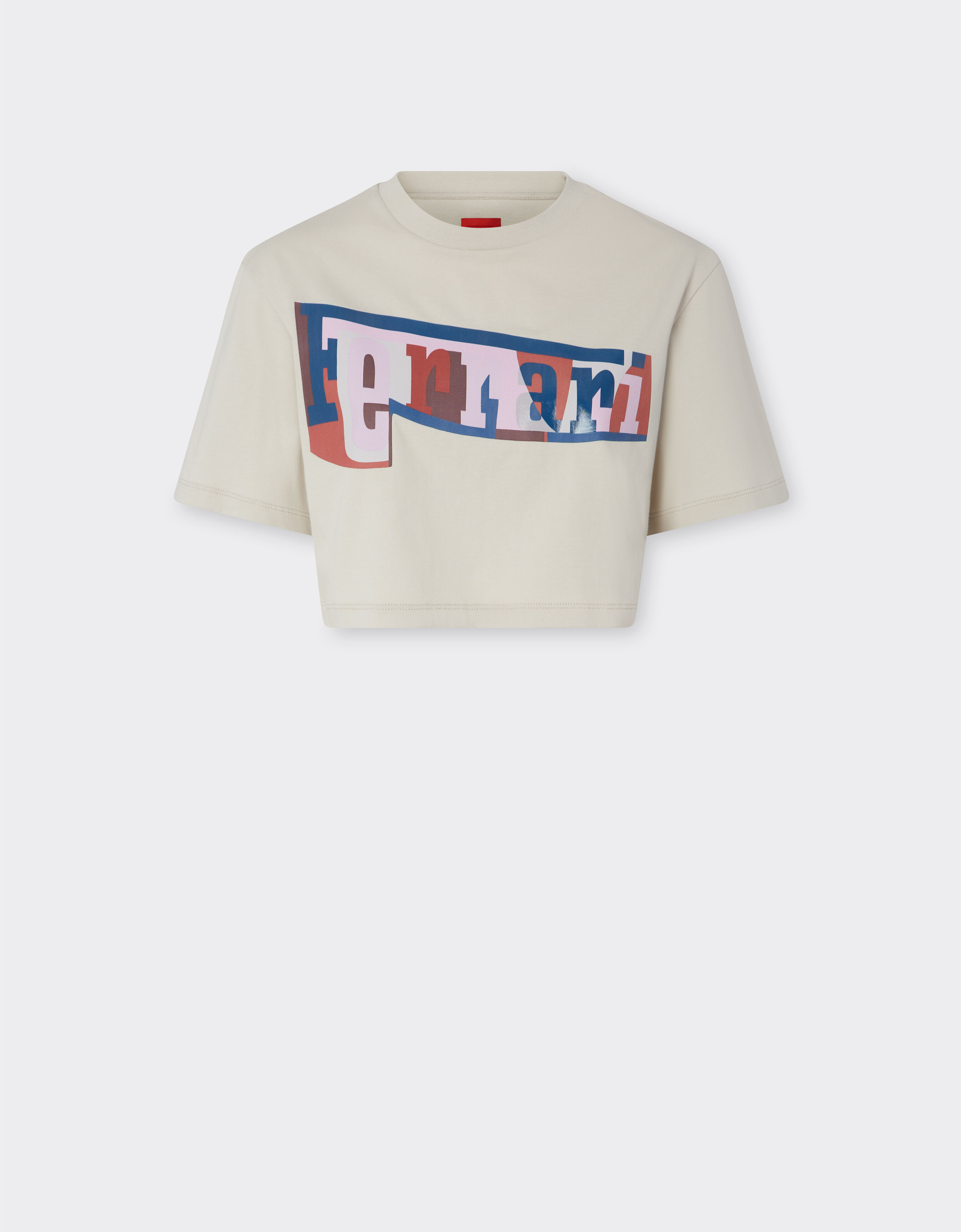 Ferrari Cropped T-shirt with color block logo print Chalk 22834f