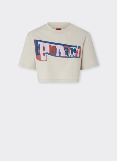 Cropped T-shirt with color block logo print Ferrari Cropped T-shirt with color block logo print Chalk 22834f