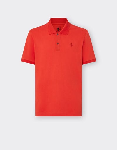 Ferrari Organic cotton piqué polo shirt with Prancing Horse Rosso Corsa CJMPO0014JCO0053f