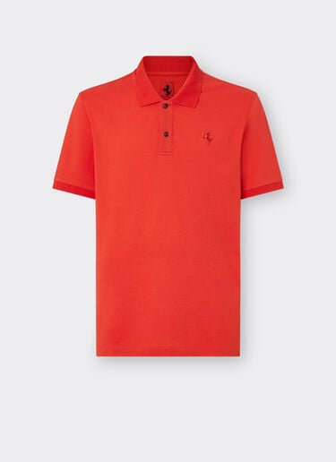 Ferrari Organic cotton piqué polo shirt with Prancing Horse Rosso Corsa CJMPO0014JCO0053f