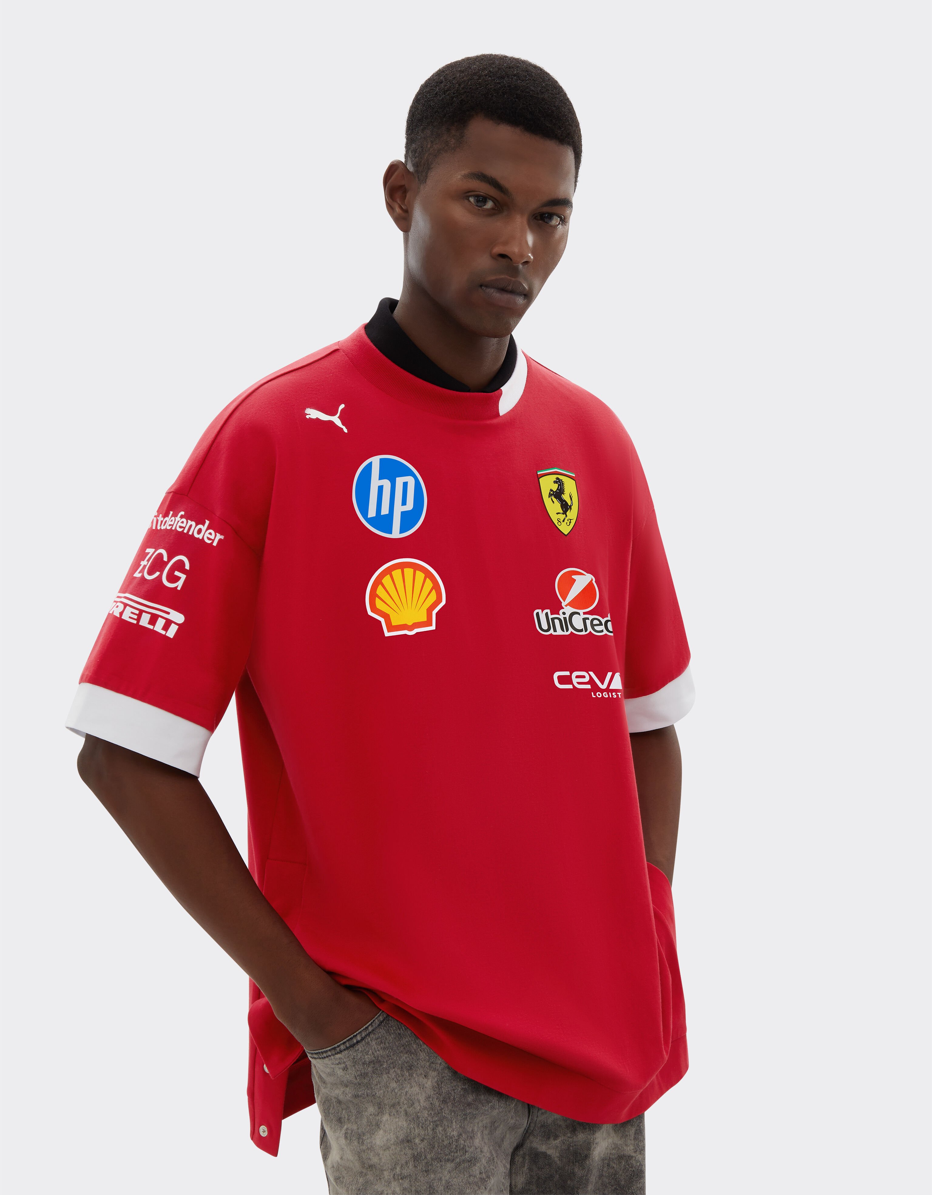 Ferrari 2025 T-shirt piloti Puma per Scuderia Ferrari HP Rosso Corsa LA01Rf
