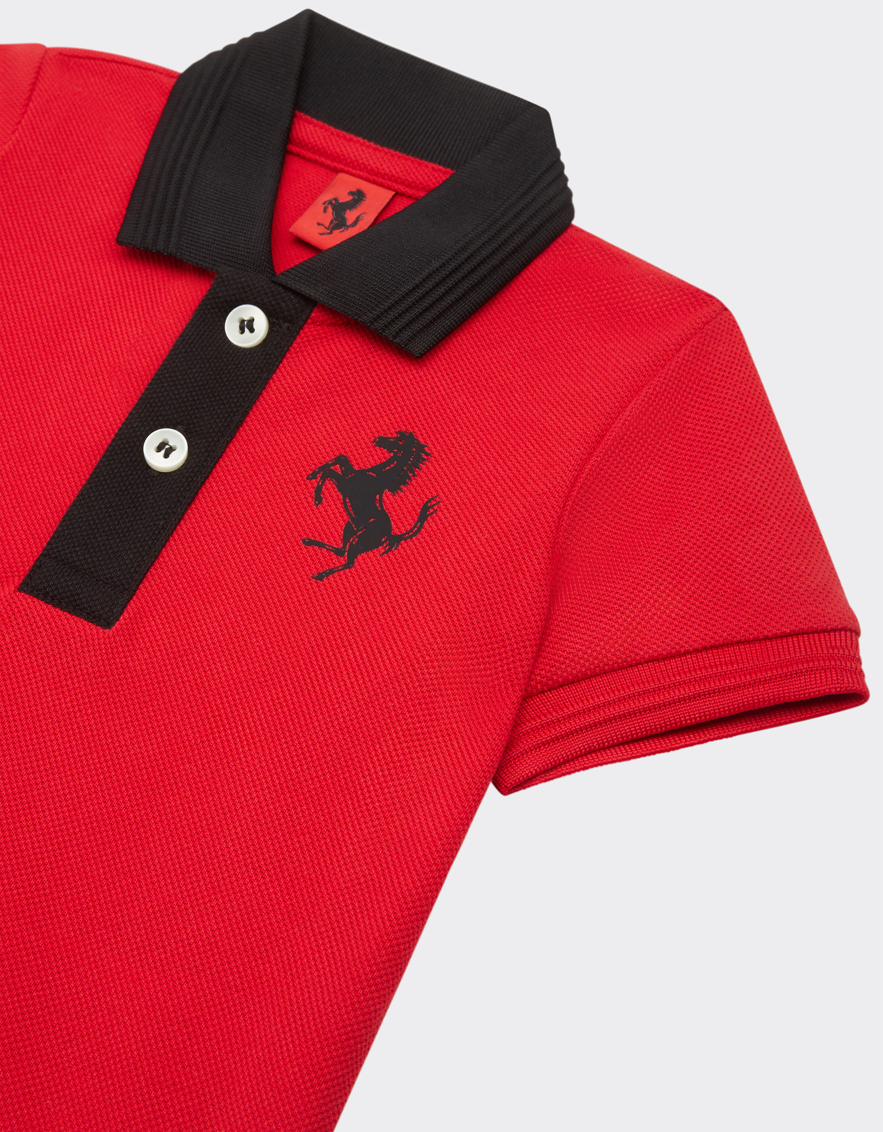 Ferrari Infant cotton piqué polo shirt with contrasting details Rosso Corsa 47003fB