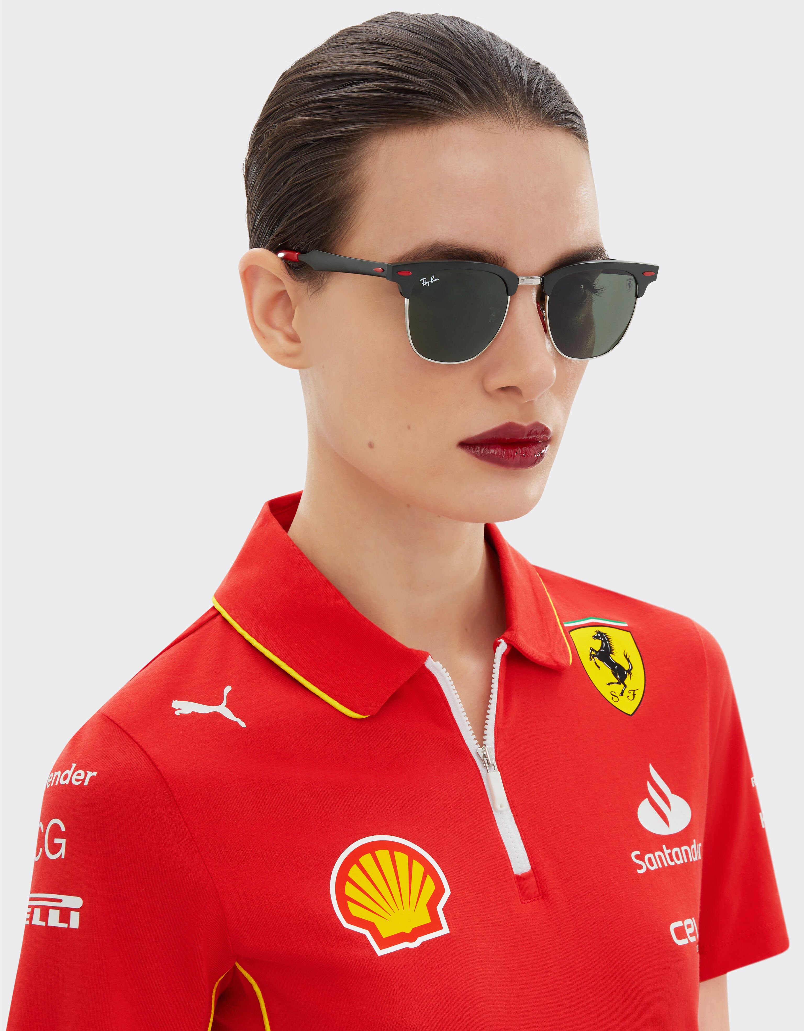 Ferrari Ray-Ban für Scuderia Ferrari RB3807M aus schwarzem Metall mit grünen Gläsern Schwarz F1511f