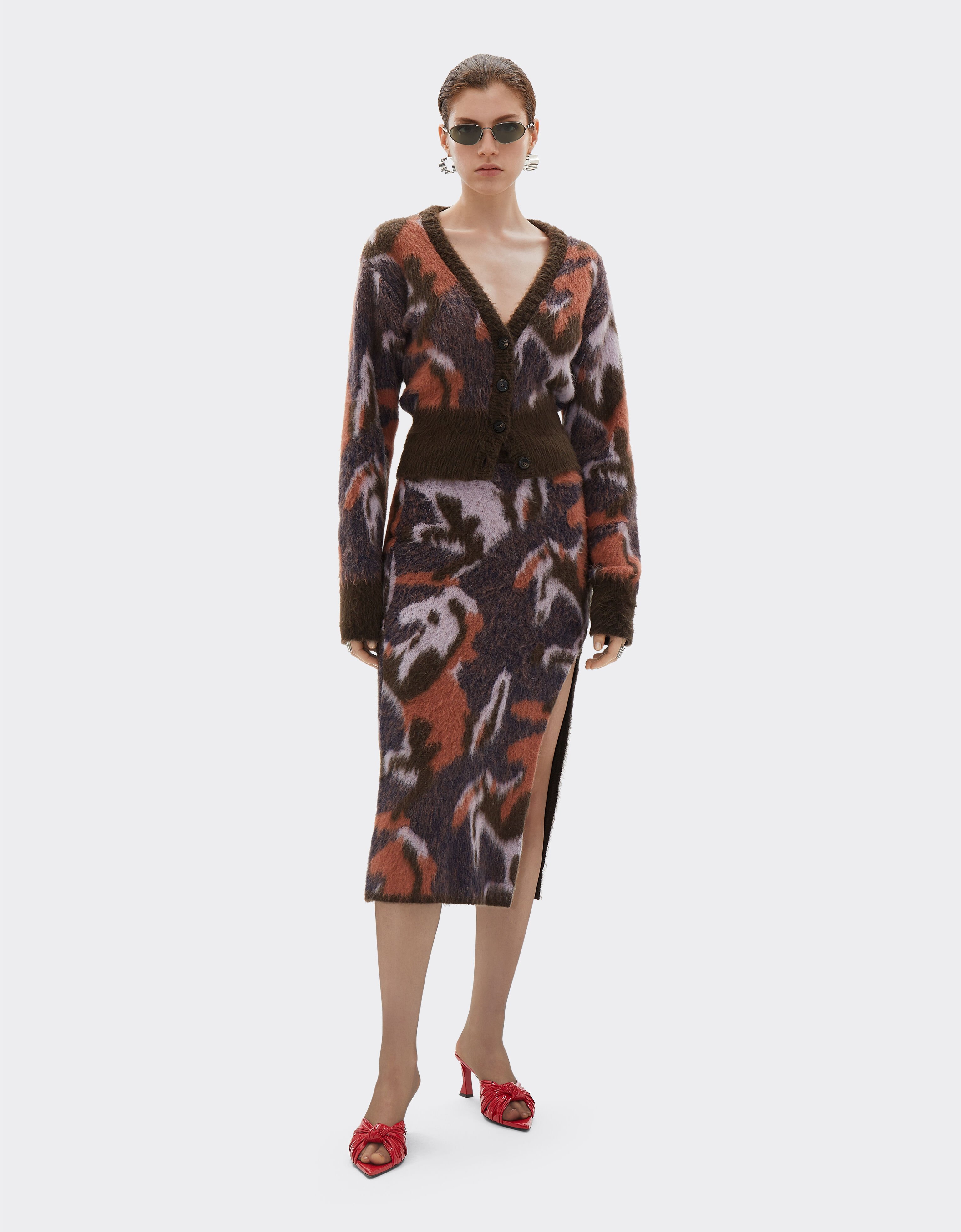 Ferrari Knit cardigan with Cavallino Ikat pattern Espresso 22530f