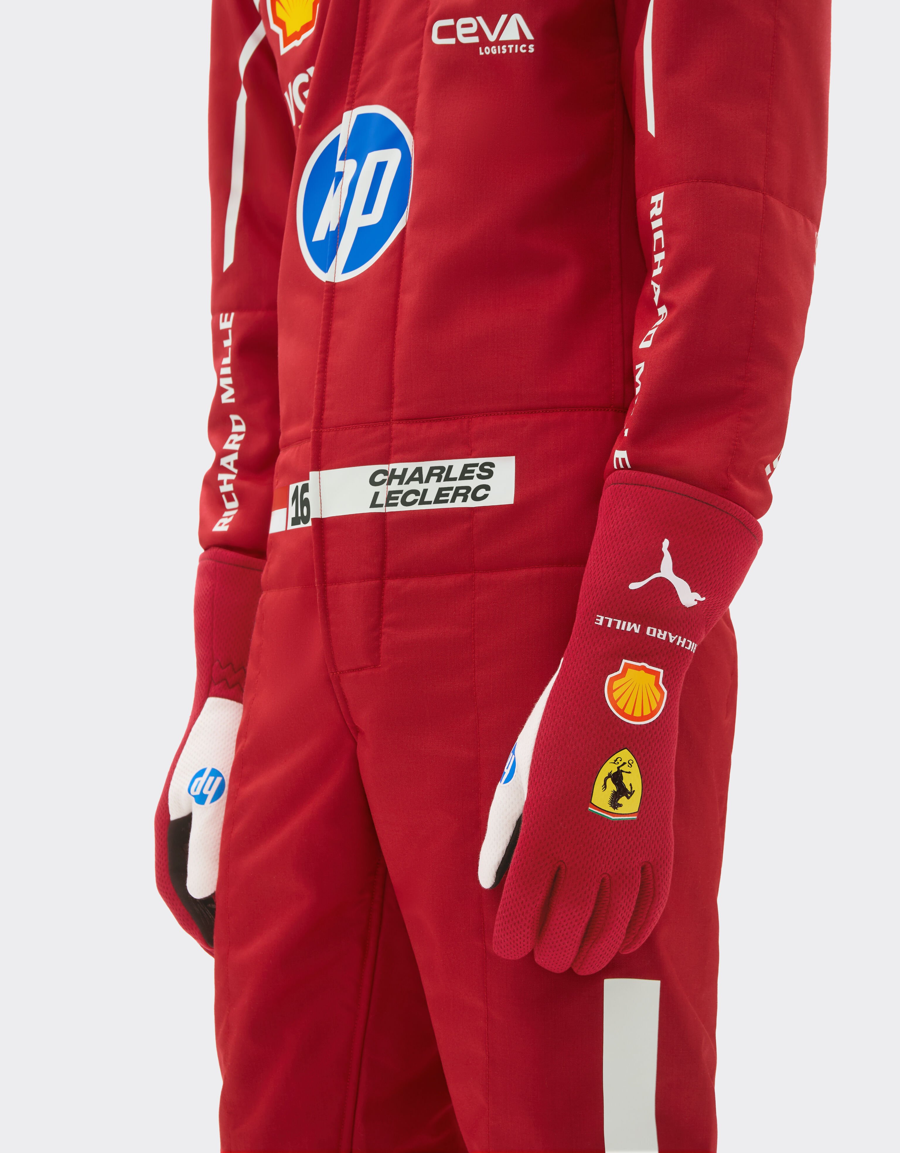 Ferrari Charles Leclerc Puma racing gloves for Scuderia Ferrari Red LA08Qf