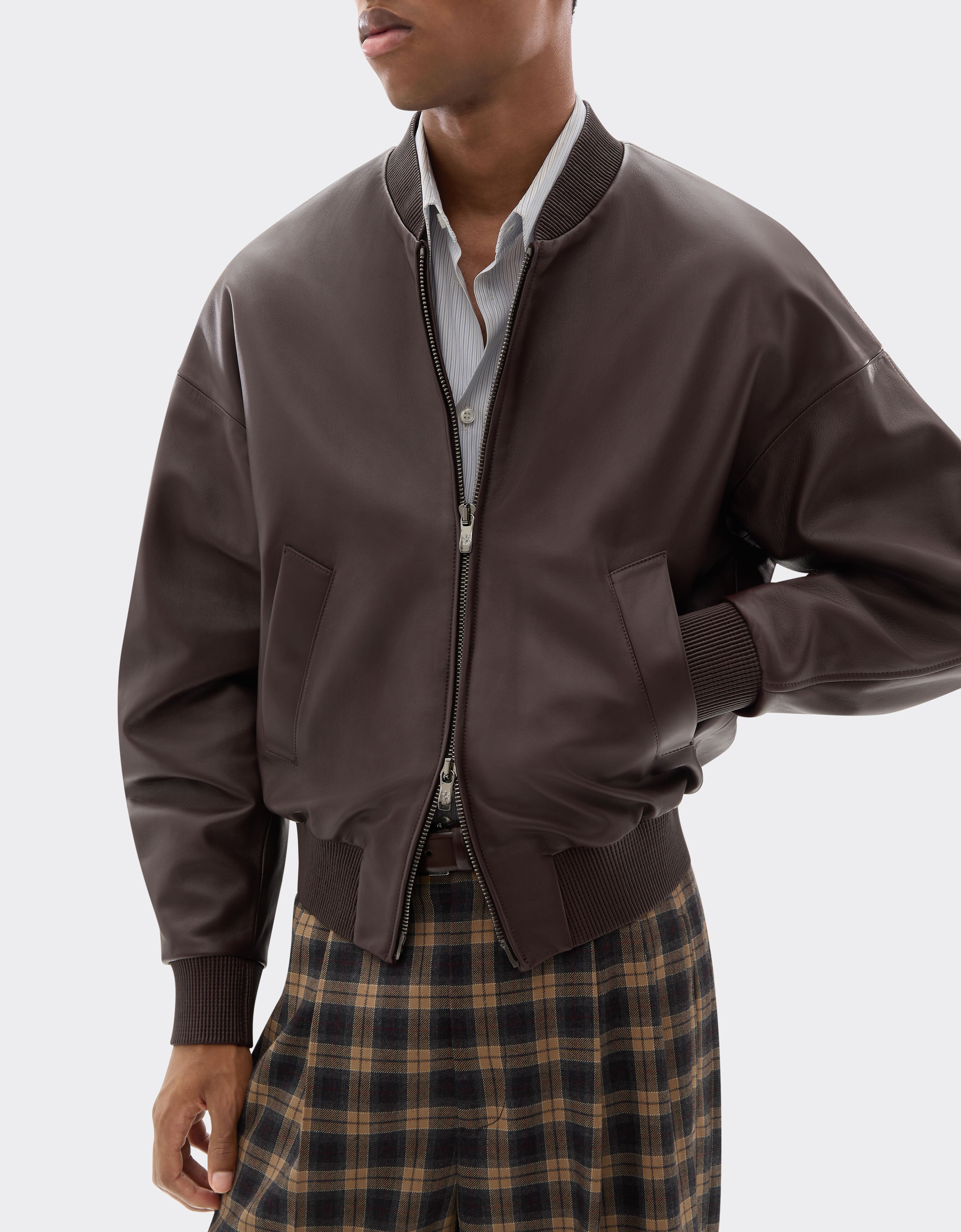 Ferrari Bomber jacket in nappa and suede Espresso 22658f
