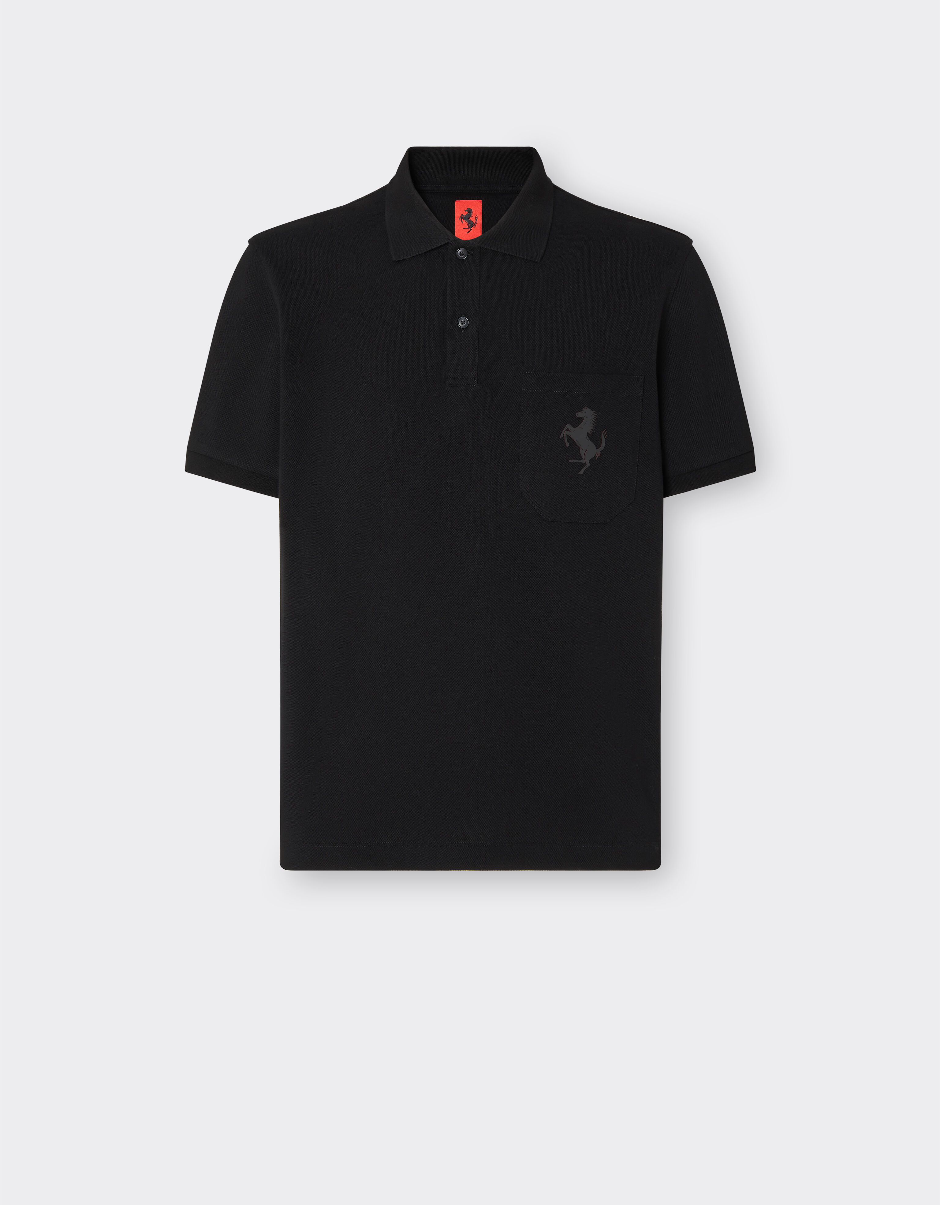 Ferrari Piqué cotton polo shirt with Prancing Horse detail Black 48515f