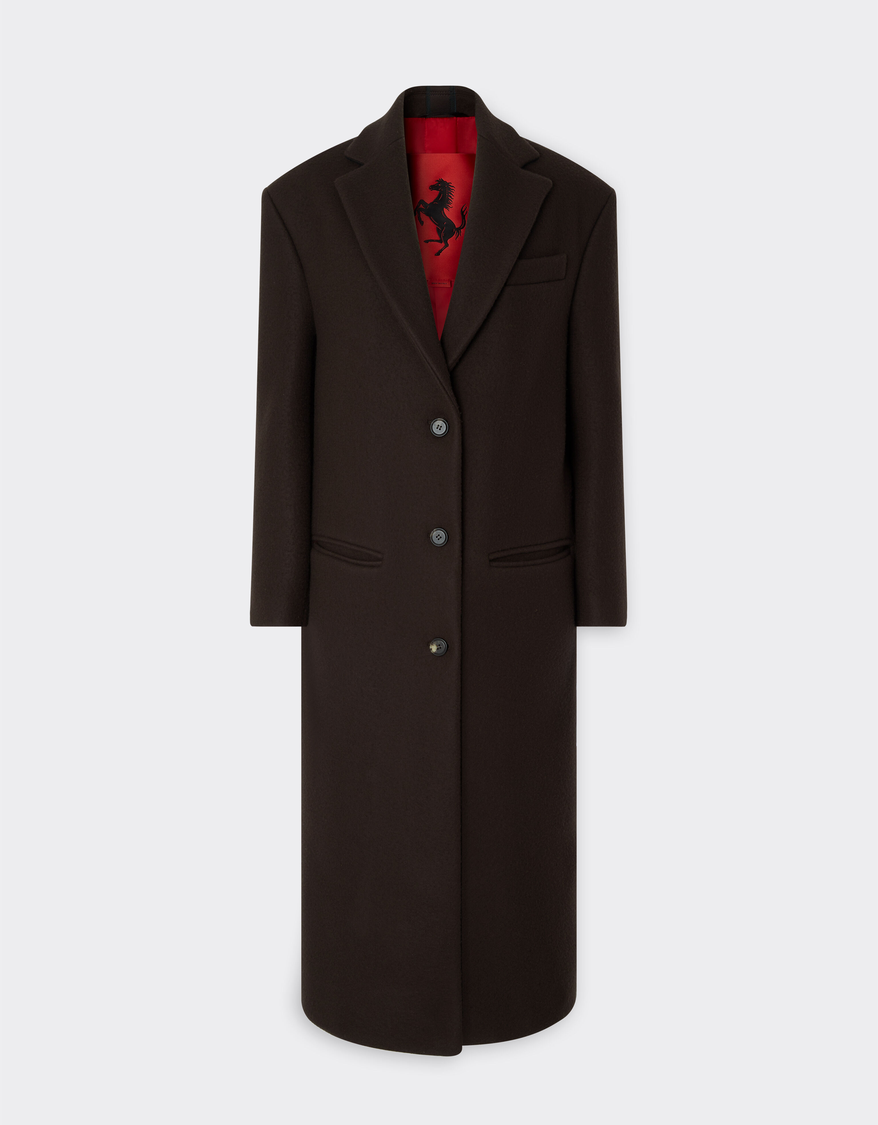 Ferrari Double wool single-breasted coat Dark Brown 20945f