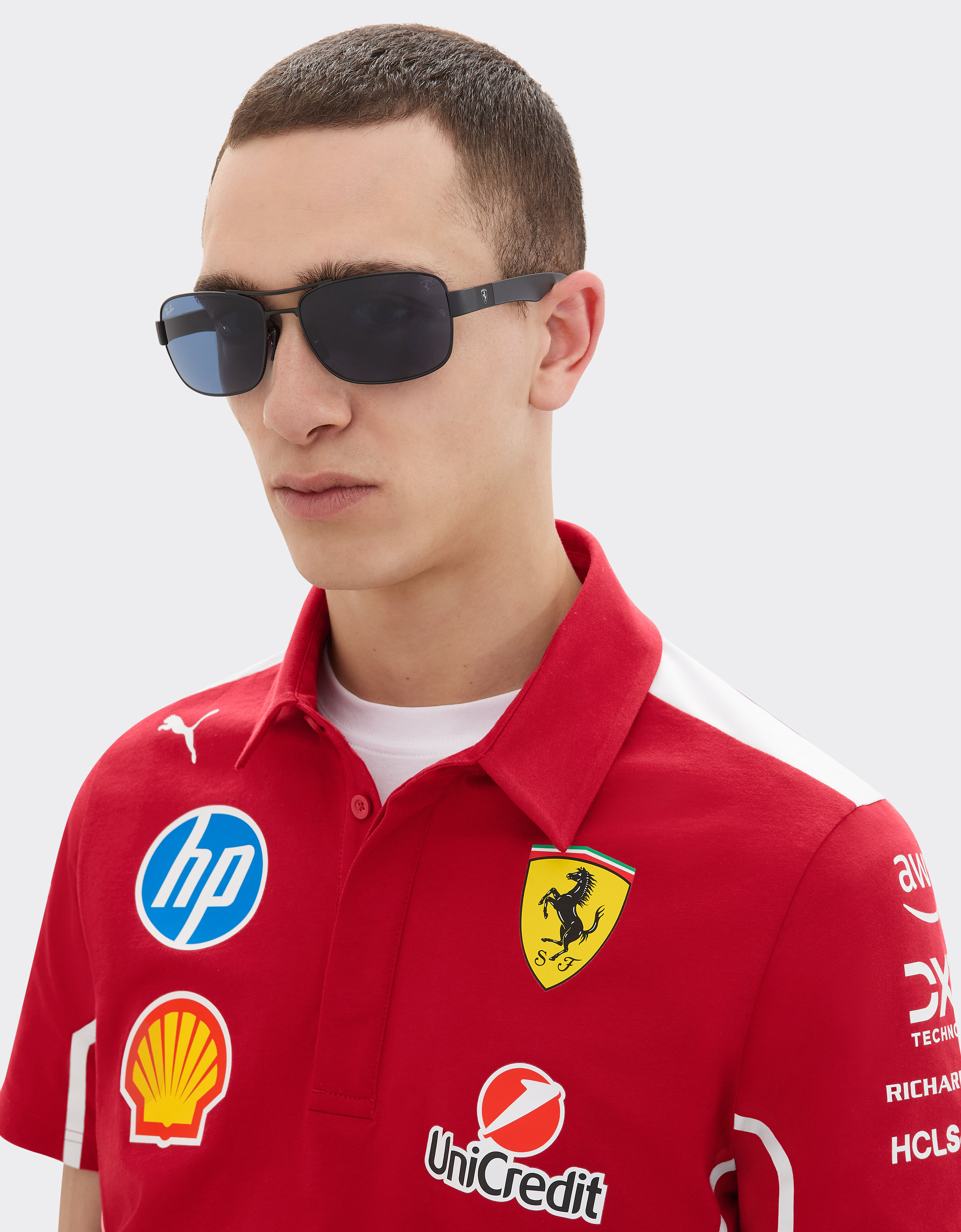 Ferrari Ray-Ban for Scuderia Ferrari RB3763M in matt black metal and plastic with blue lenses Black Matt LA01Gf