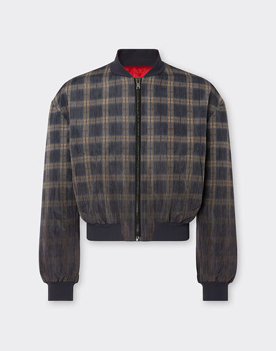 Ferrari Bomber in chiné check printed nylon Mahogany 22654f