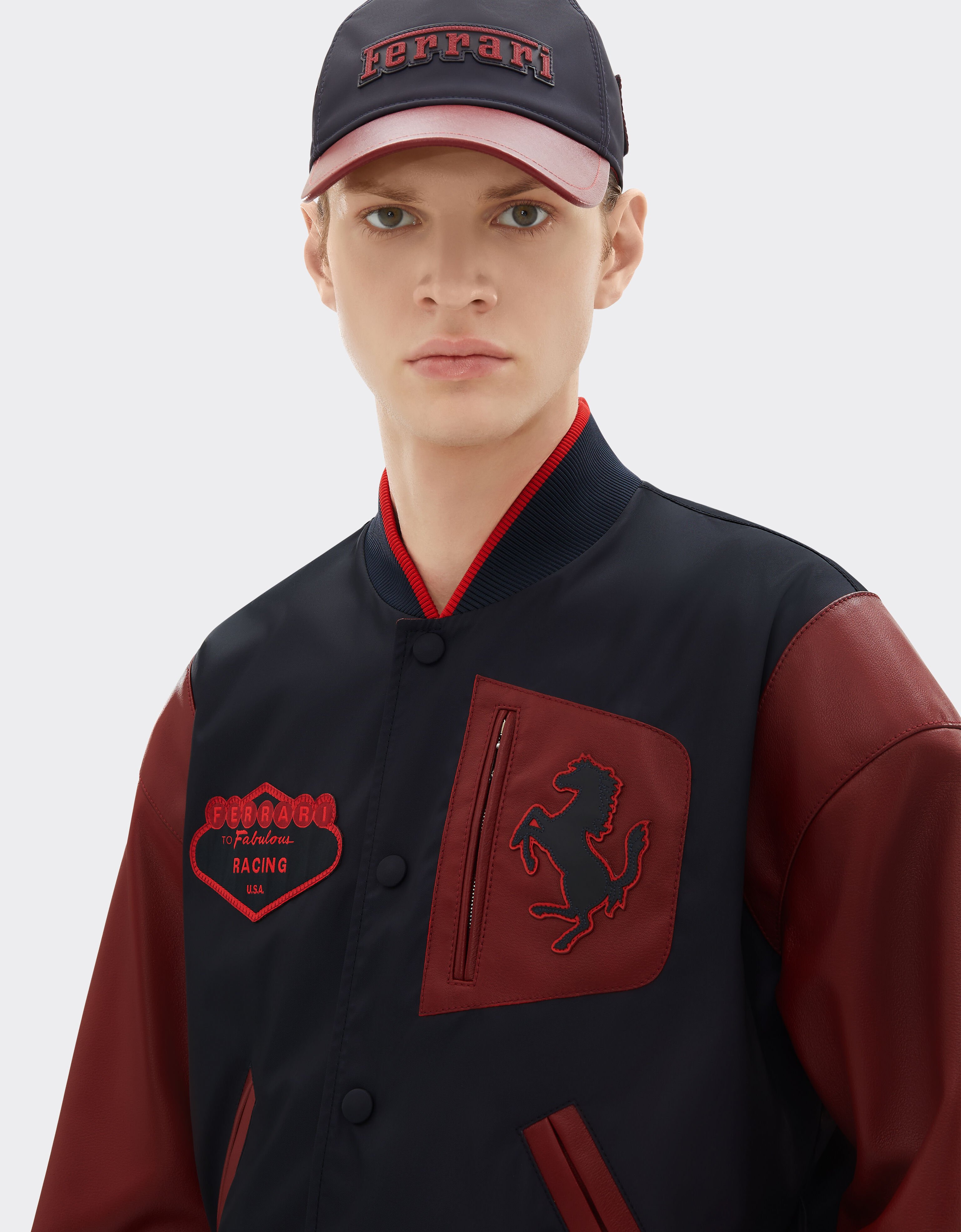 Bomber jacket in Q-Cycle® nylon and leather Ferrari Bomber jacket in Q-Cycle® nylon and leather Navy 50889f