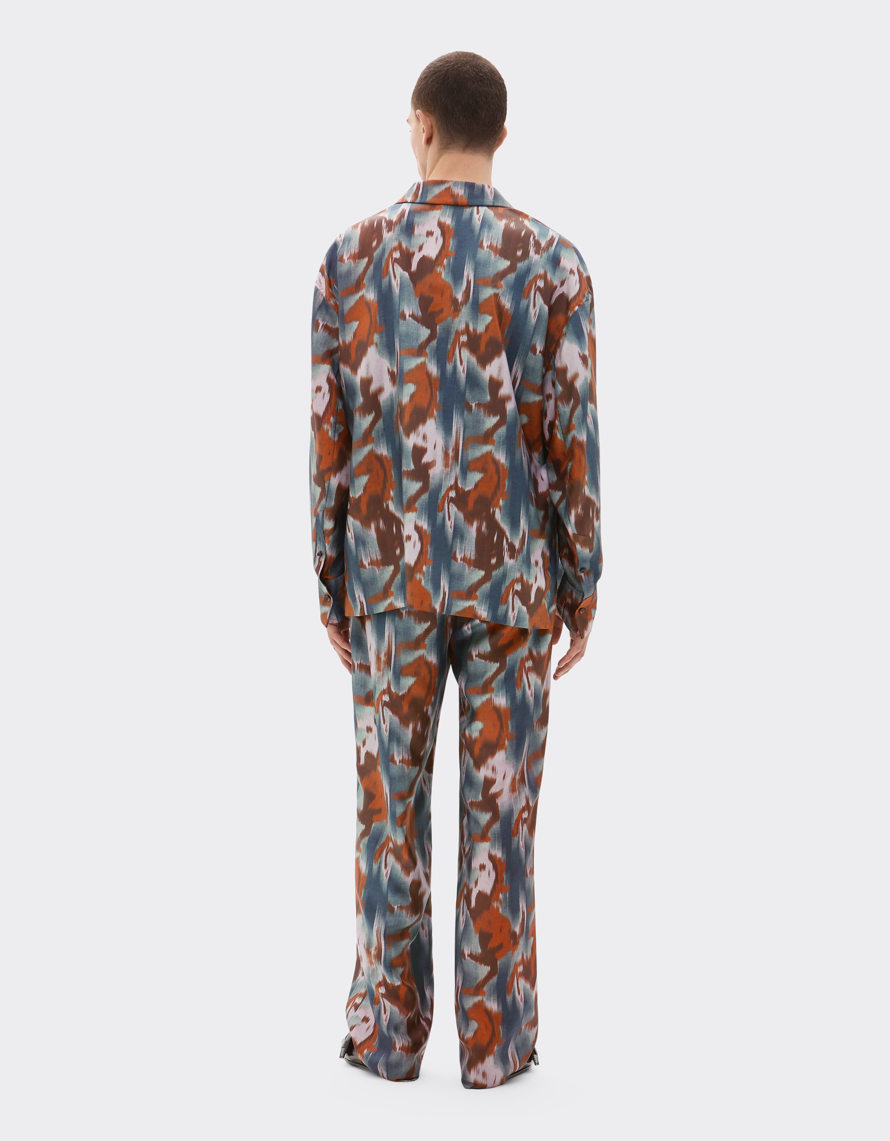 Ferrari Silk shirt with Cavallino Ikat print Peacock 22618f