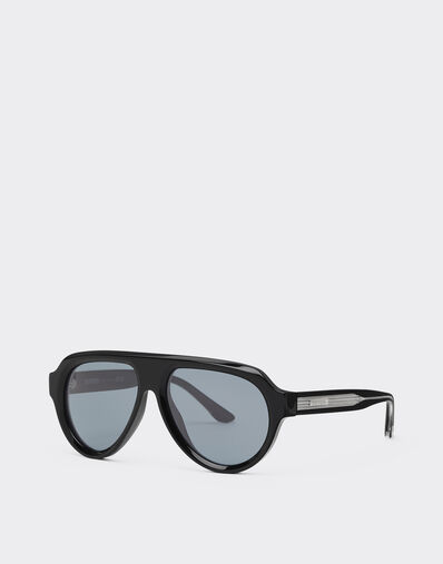 Ferrari Ferrari sunglasses in shiny blackacetate with blue lenses Black LA0ETf