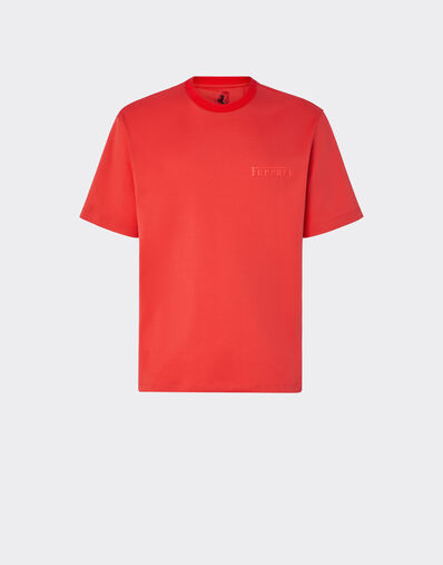 Ferrari Cotton T-shirt with Ferrari logo Rosso Dino 48114f