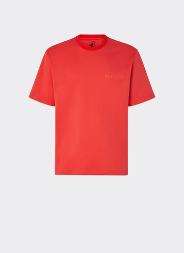 Ferrari 法拉利徽标棉质 T 恤 Rosso Dino 红色 48114f