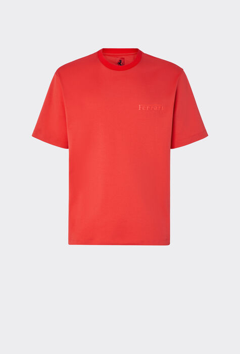 Ferrari Cotton T-shirt with Ferrari logo Rosso Corsa F1135f