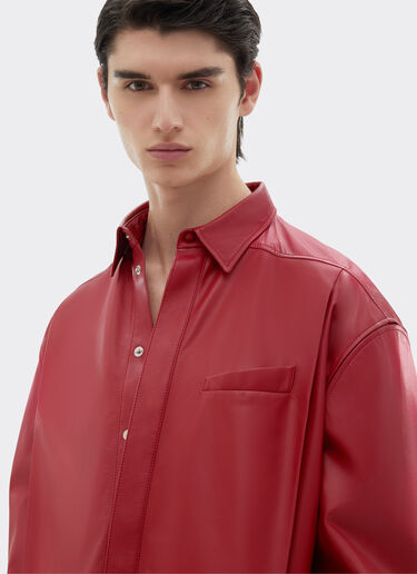 Ferrari Veste overshirt en cuir nappa drapé Rouge Maison 22362f