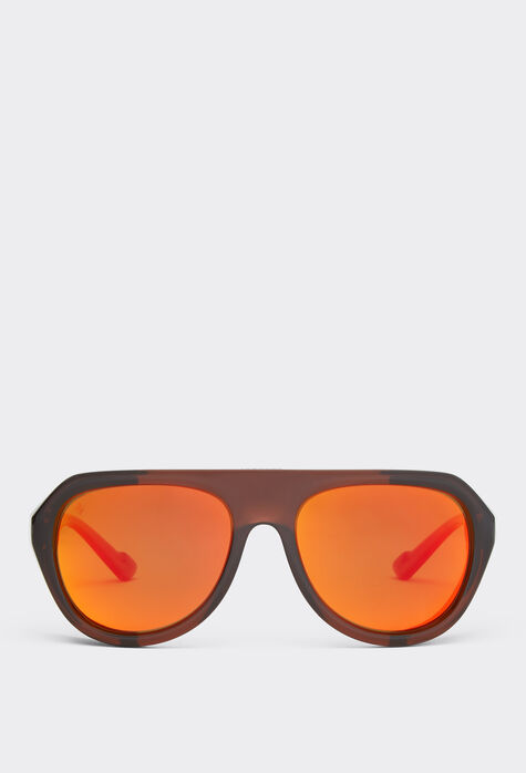 Ferrari Ferrari brown sunglasses with leather details and polarised mirror lenses Black Matt F1250f