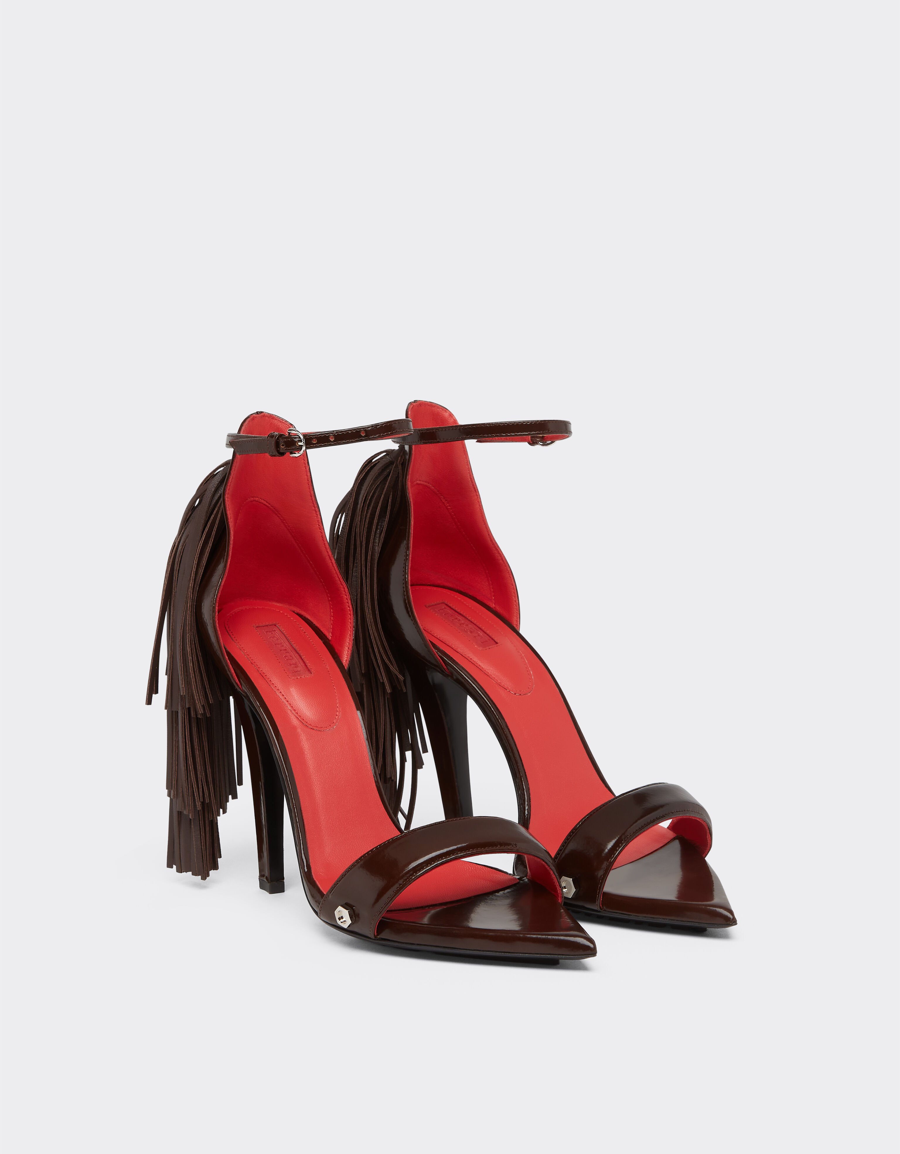 Ferrari Leather sandals with fringing Tabacco 22129f