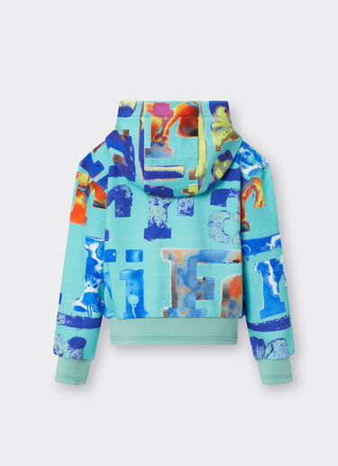 Ferrari Sweatshirt with hood and Graffiti Multicolor print Aquamarine 48543fK