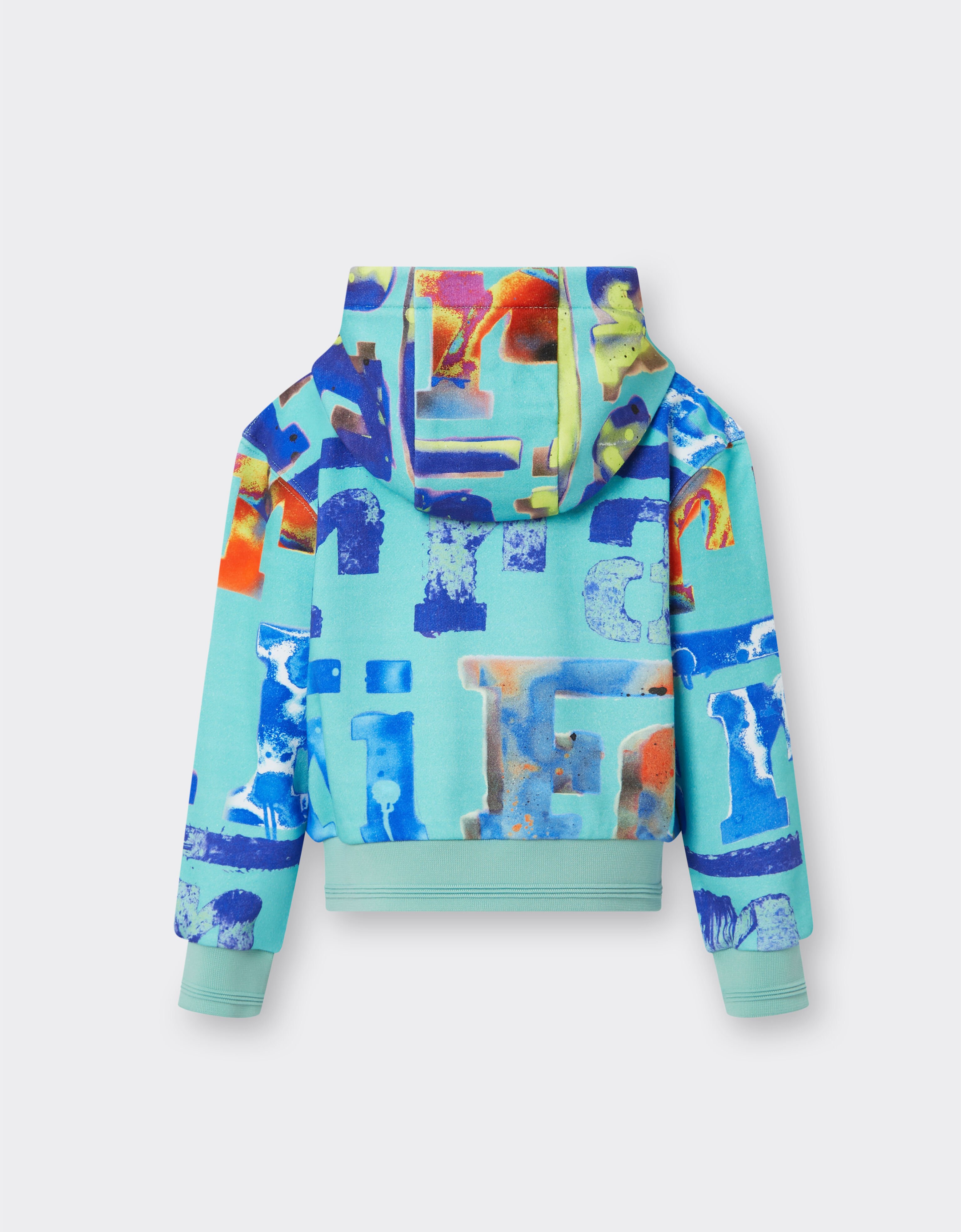 Ferrari Sweatshirt with hood and Graffiti Multicolor print Aquamarine 48543fK