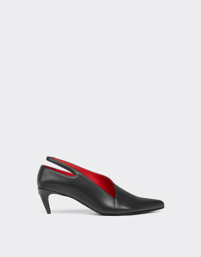 Leather Slingback with Side Cut-out Ferrari Leather Slingback with Side Cut-out Marrone Scuro CSWSL0006XL00004f