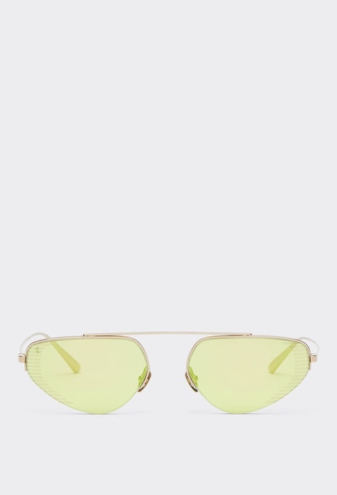 Ferrari Gafas de sol Ferrari de titanio dorado con lentes verdes de espejo Ingrid F1297f