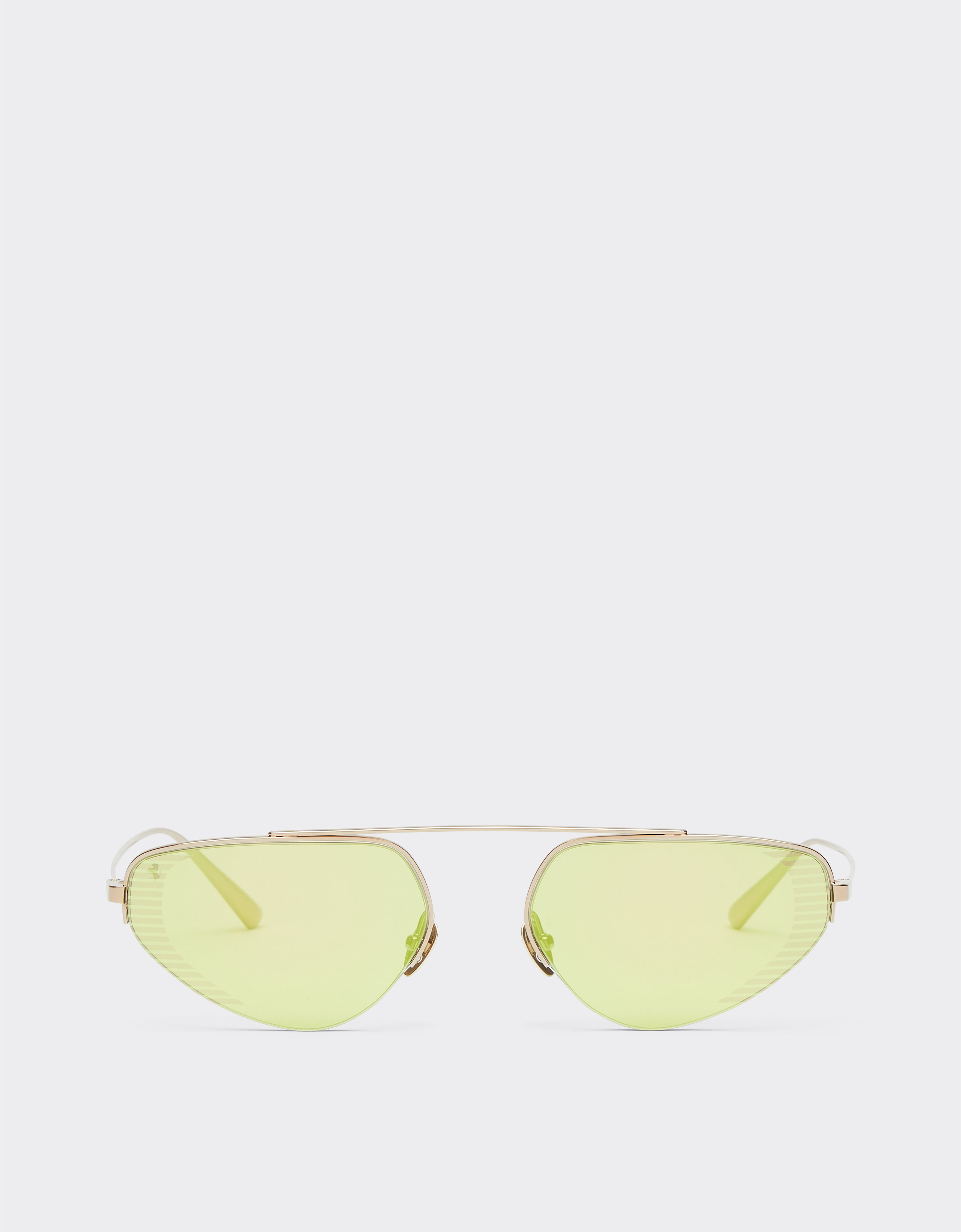 Ferrari Gafas de sol Ferrari de titanio dorado con lentes verdes de espejo Oro F1276f