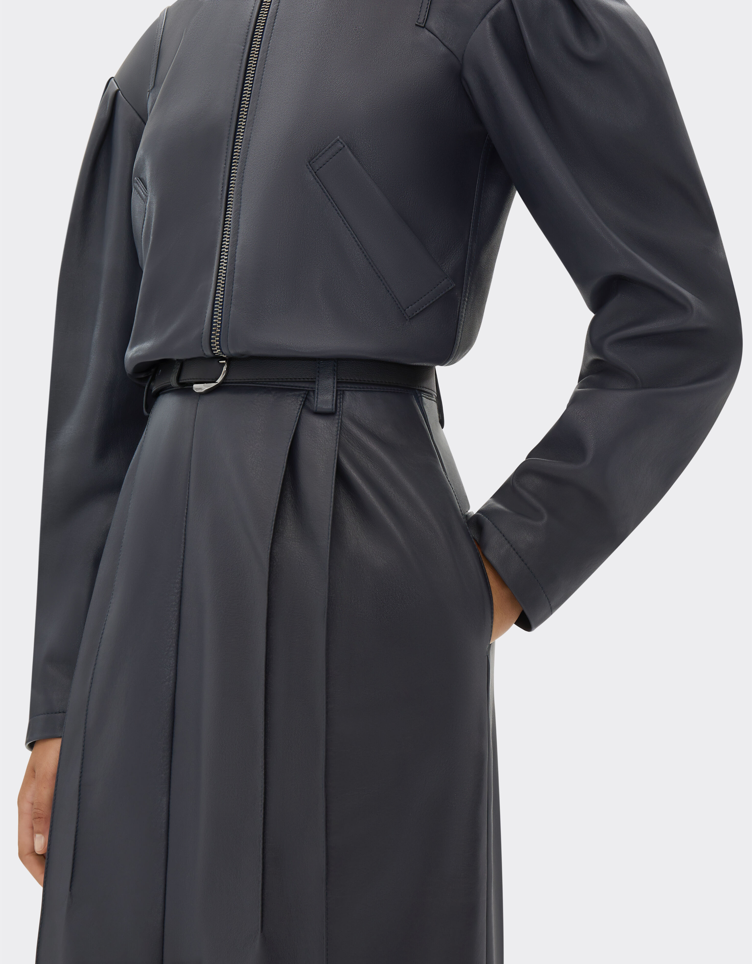 Ferrari Midi skirt in nappa leather Navy 21888f
