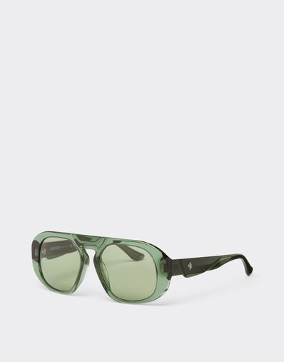 Ferrari Gafas de sol Ferrari de acetato verde oscuro transparente con cristales verdes Dark Green LA02Wf