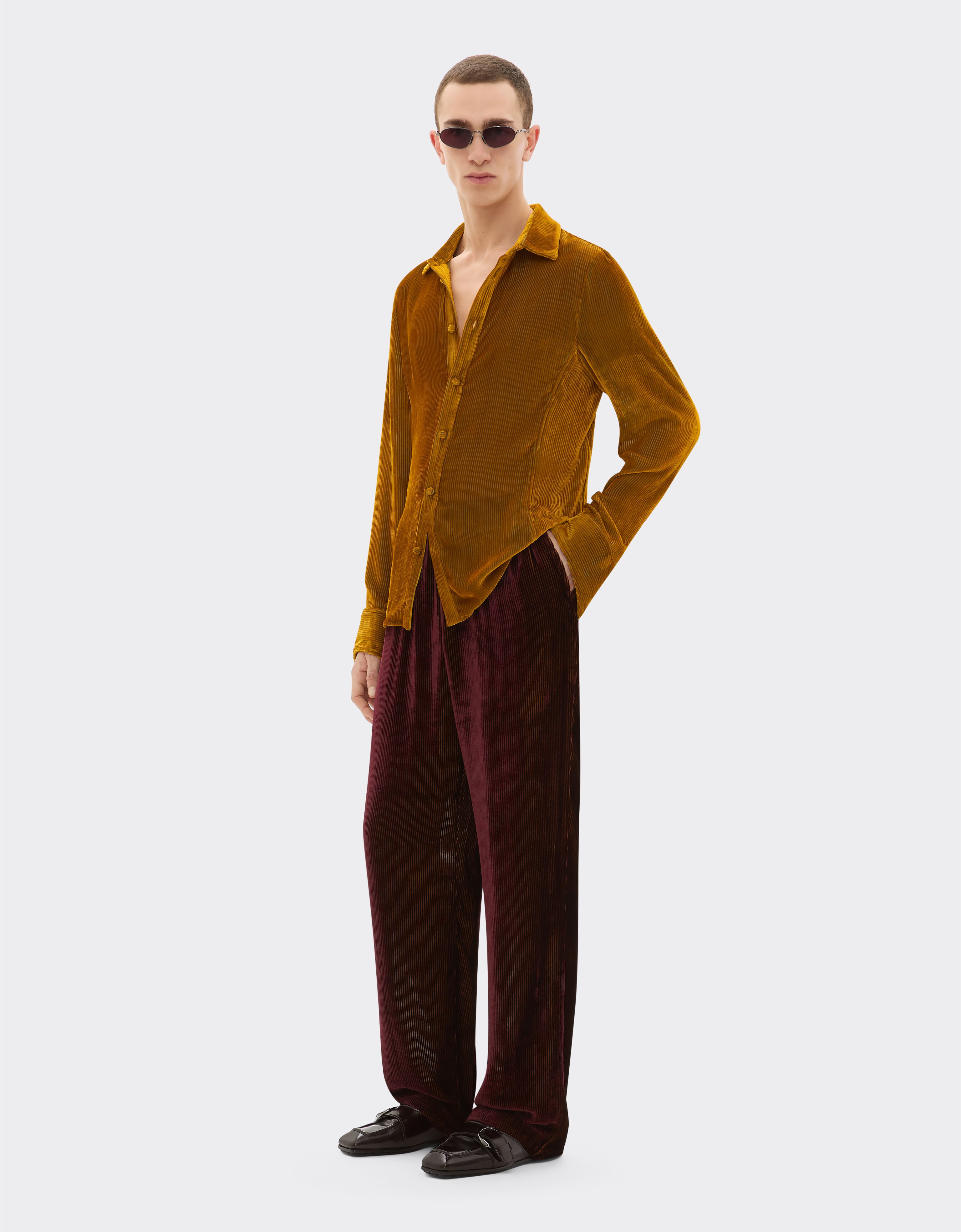 Ferrari Shiny corduroy pants Mahogany 22640f