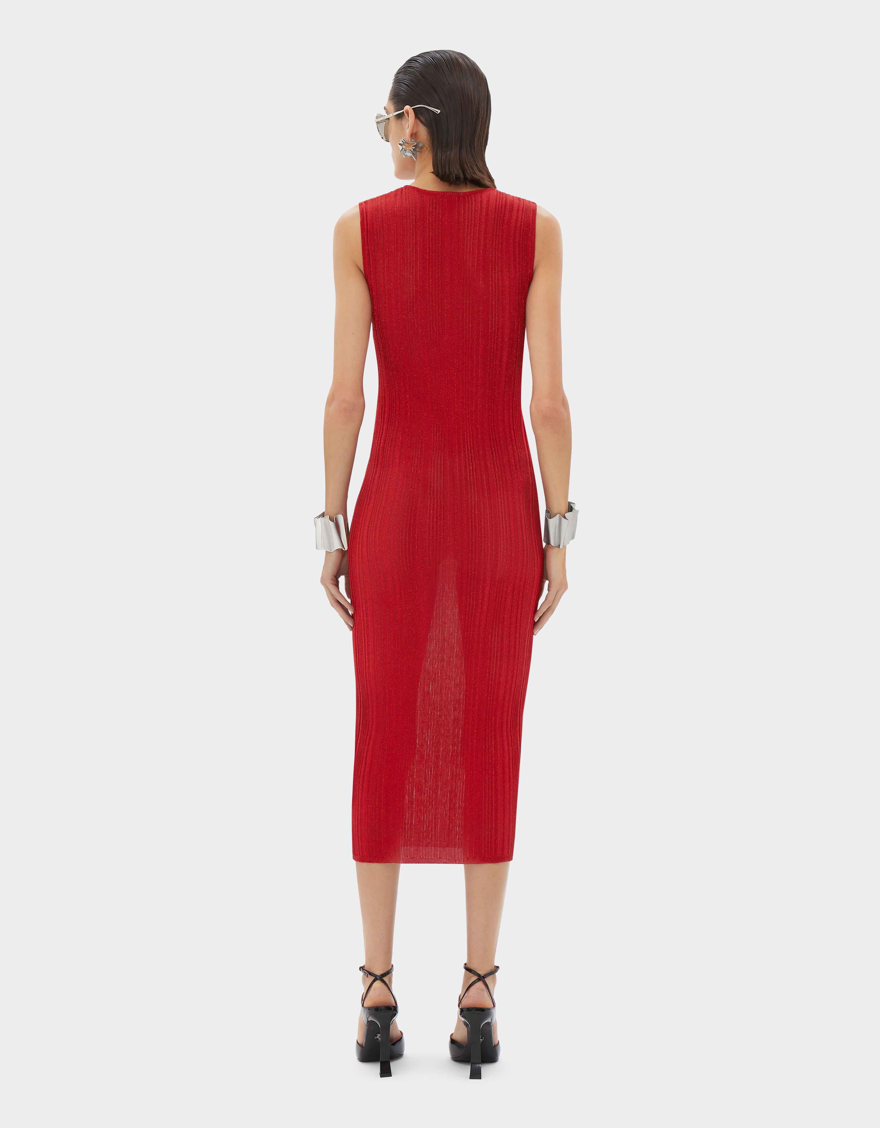 Ferrari Sleeveless dress in viscose and lurex Rosso Dino 21667f