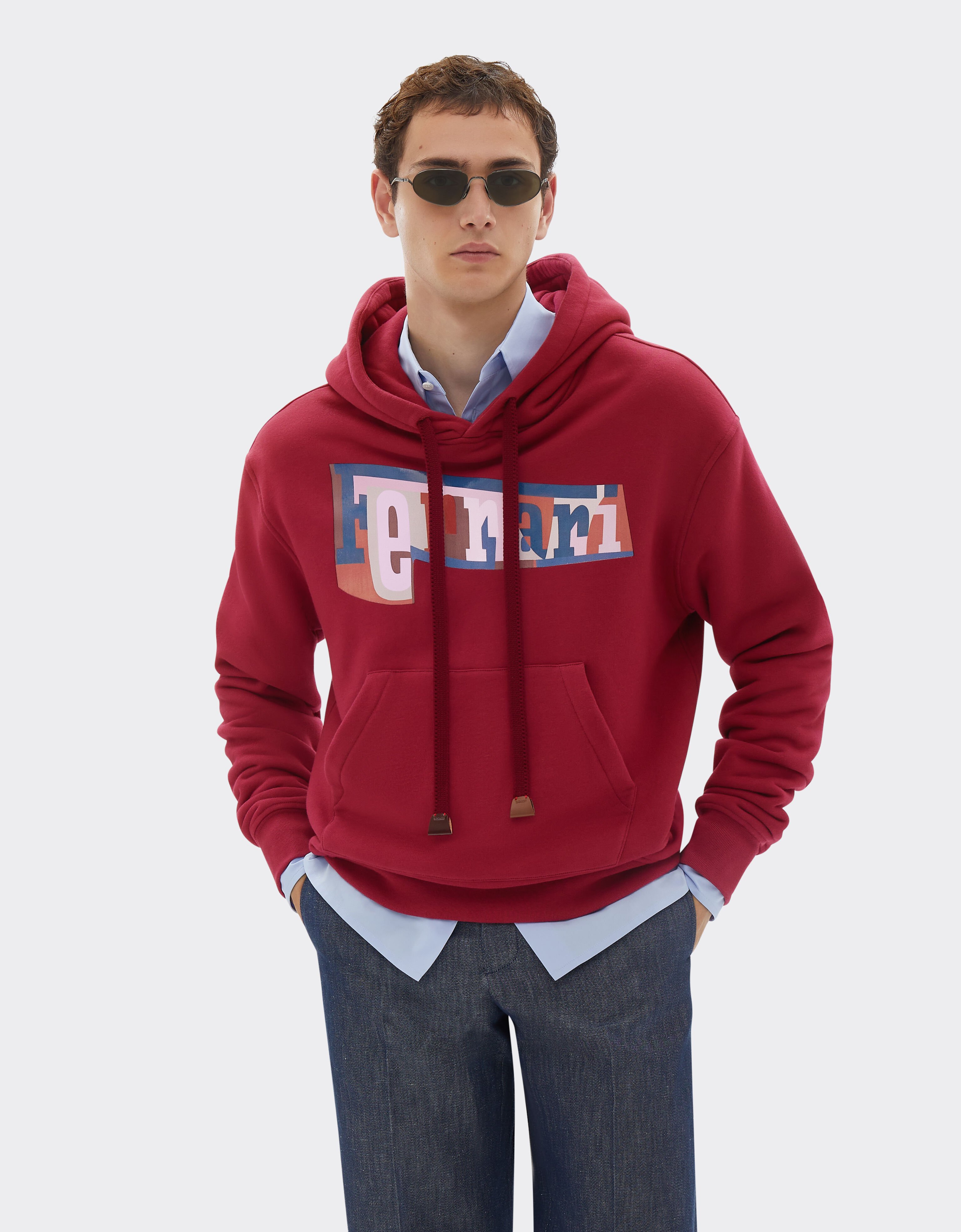Ferrari Sweat à capuche avec impression du logo en blocs de couleur Cerise 22835f