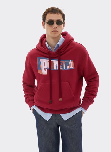 Sweat à capuche avec impression du logo en blocs de couleur Ferrari Sweat à capuche avec impression du logo en blocs de couleur Cerise 22835f