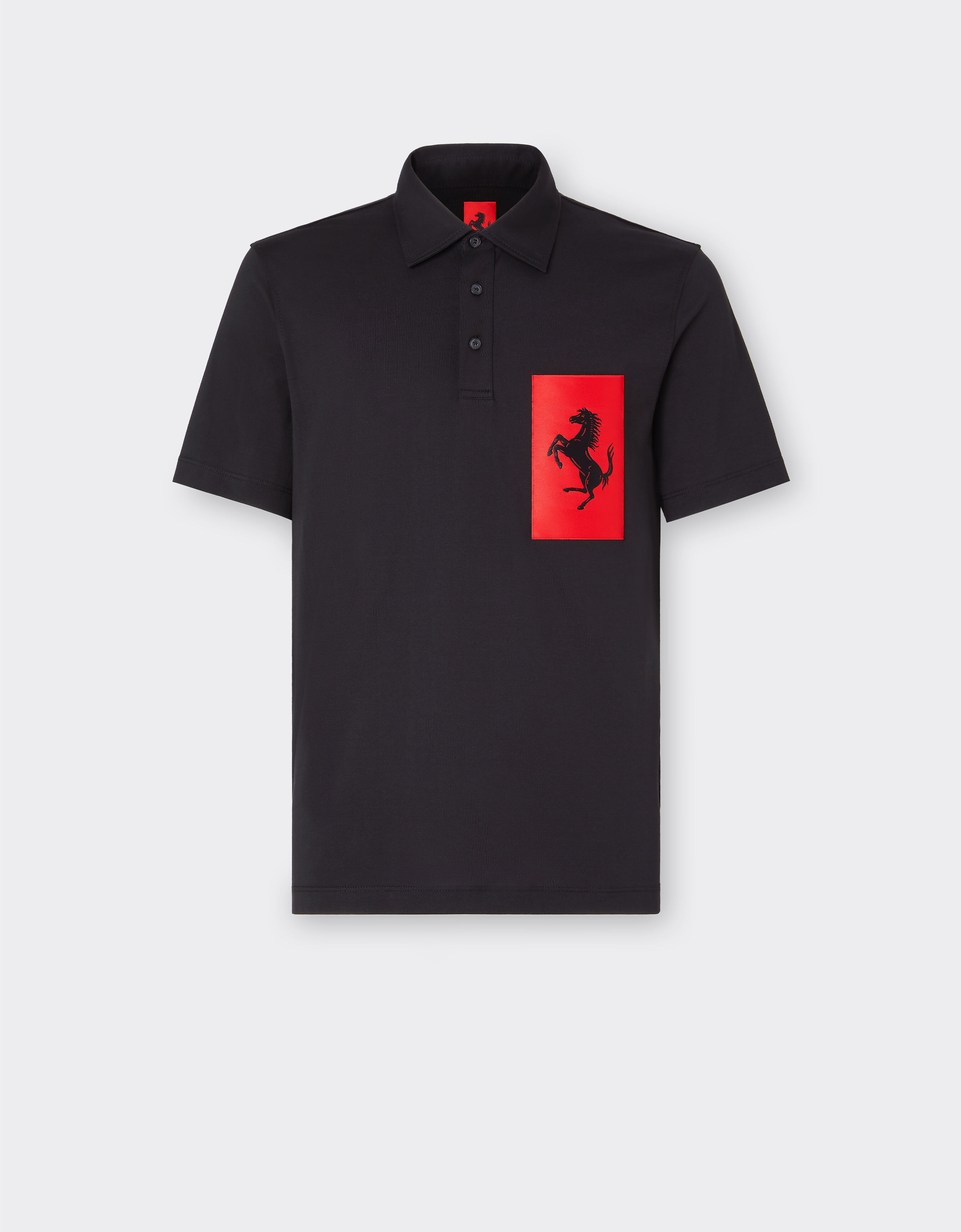 Ferrari Cotton polo shirt with Prancing Horse pocket Charcoal 20057f