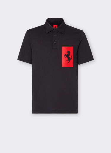 Ferrari Cotton polo shirt with Prancing Horse pocket Black 47821f
