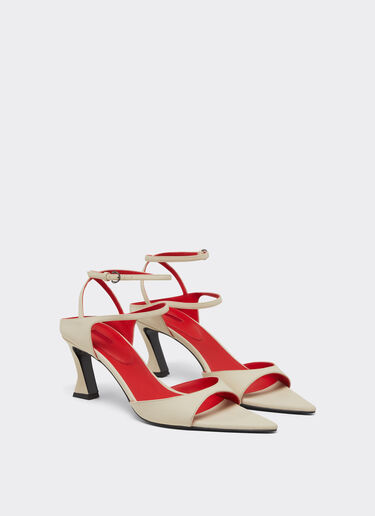 Ferrari Slingback-Sandale aus gummiertem Leder Ecru 22008f