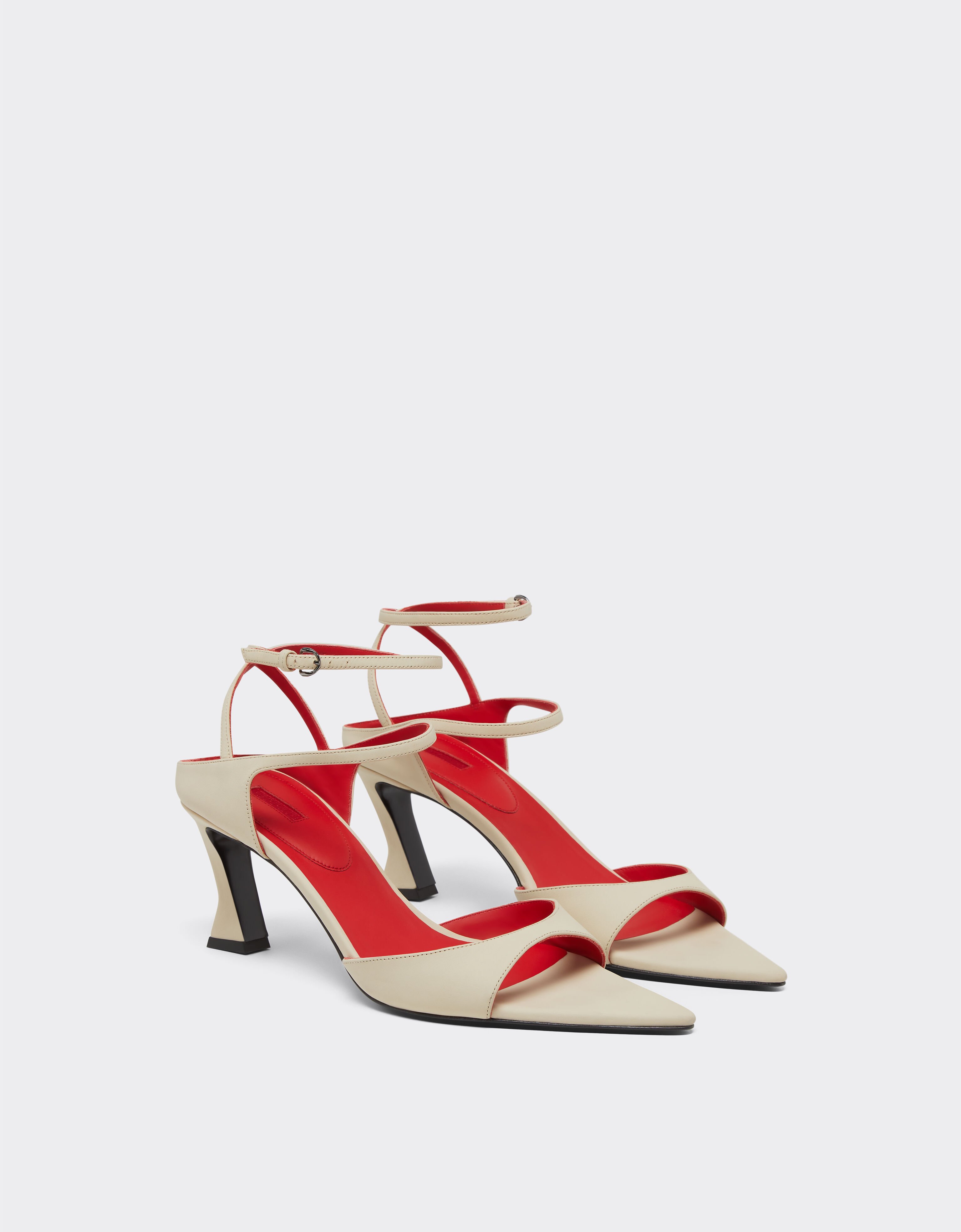 Ferrari Slingback-Sandale aus gummiertem Leder Ecru 22008f